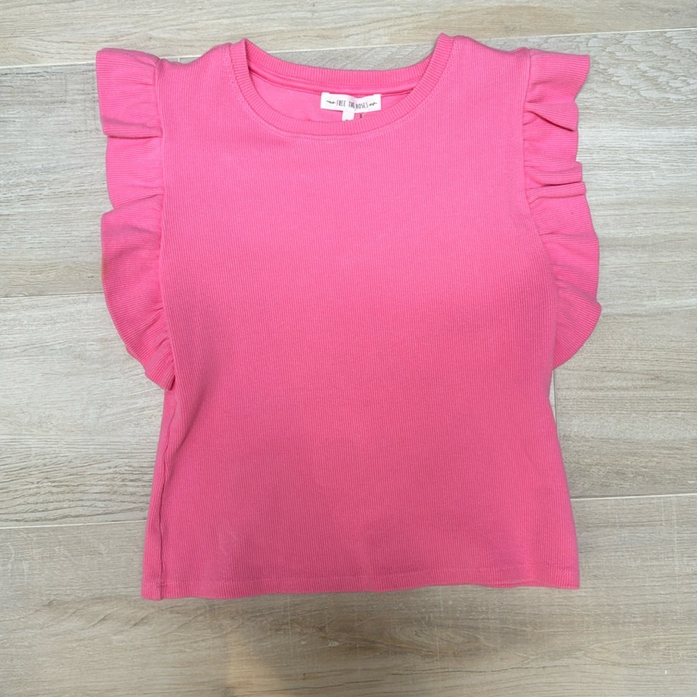 Pink ruffle top